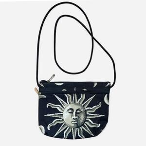 Vintage Celestial Graphic Sun and Moon Crossbody Purse